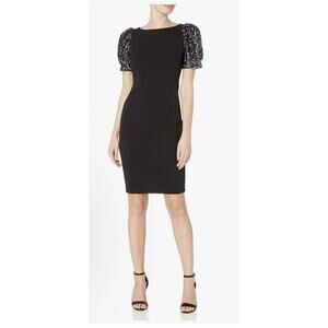 New Year Christmas Party Dress Black Sequin Wedding Cruise Calvin Klein Large